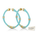 Lauren G. Adams Bamboo Hoop Earrings (Gold & Baby Blue)